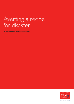 Averting a recipe for disaster  OUR CHILDREN AND THEIR FOOD