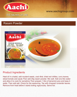 Rasam Powder www.aachigroup.com Product Ingredients