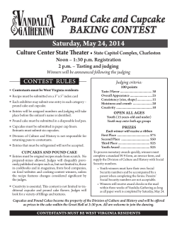 Pound Cake and Cupcake BAKING CONTEST Saturday, May 24, 2014