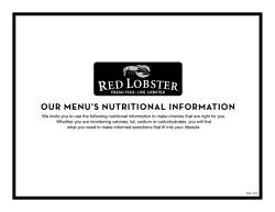 Our Menu’s nutritiOnal infOrMatiOn