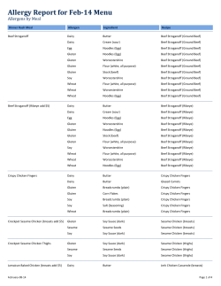 Allergy Report for Feb-14 Menu Allergens by Meal