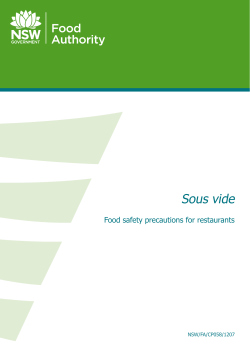 Sous vide Food safety precautions for restaurants NSW/FA/CP058/1207