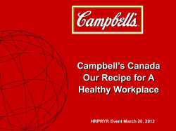 Campbell’s Canada Our Recipe for A Healthy Workplace HRPRYR Event March 20, 2012
