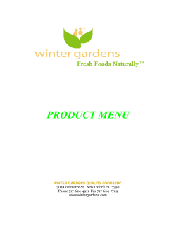 PRODUCT MENU WINTER GARDENS QUALITY FOODS INC. Phone 717-624-4911  Fax 717-624-7729