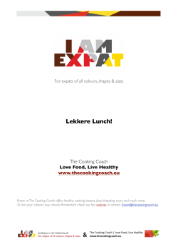 Lekkere Lunch! The Cooking Coach Love Food, Live Healthy www.thecookingcoach.eu