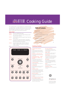 Cooking Guide Table of Contents