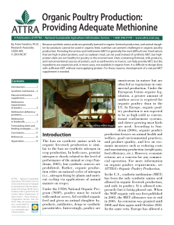 Organic Poultry Production: Providing Adequate Methionine