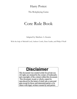 Core Rule Book Harry Potter:  The Roleplaying Game