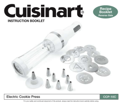 Electric Cookie Press INSTRUCTION BOOKLET Recipe Booklet