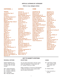 ARTICLE LISTINGS BY CATEGORY CENTENNIAL GARDEN TRAVEL