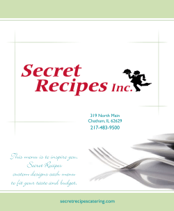 This menu is to inspire you. Secret Recipes custom designs each menu
