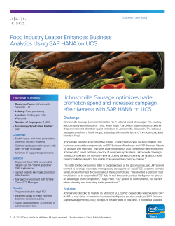 Food Industry Leader Enhances Business Analytics Using SAP HANA on UCS
