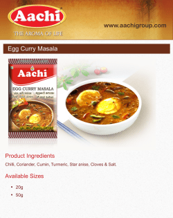 Egg Curry Masala www.aachigroup.com Product Ingredients Available Sizes