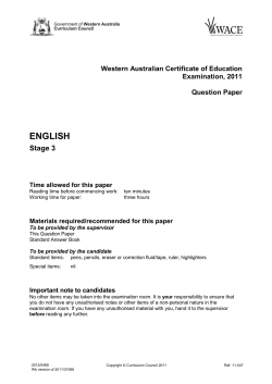 ENGLISH Stage 3 Western Australian Certificate of Education Examination, 2011