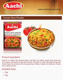 Tomato Rice Powder www.aachigroup.com Product Ingredients