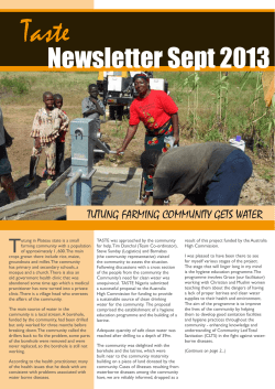 Taste Newsletter Sept 2013 T TUTUNG FARMING COMMUNITY GETS WATER