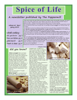 Spice of Life A newsletter published by The Peppermill