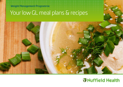 Your low GL meal plans &amp; recipes Weight Management Programme
