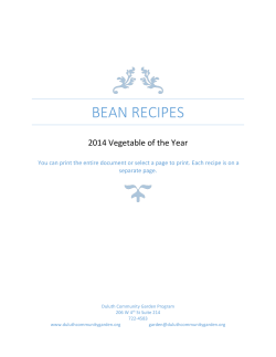 BEAN RECIPES 2014 Vegetable of the Year