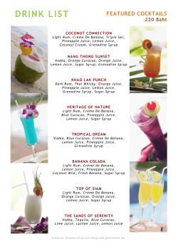 DRINK LIST  FEATURED COCKTAILS 220 Baht