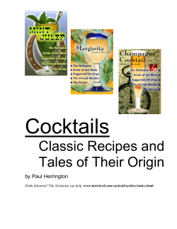 Cocktails Classic Recipes and Tales of Their Origin