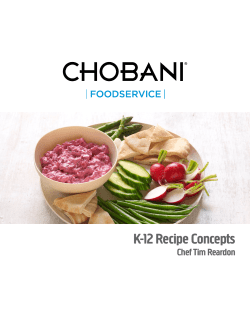 K-12 Recipe Concepts Chef Tim Reardon