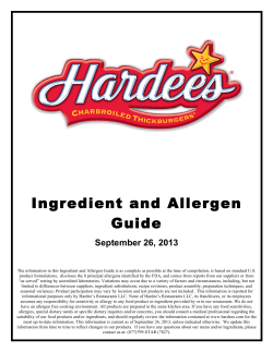 Ingredient and Allergen Guide September 26, 2013