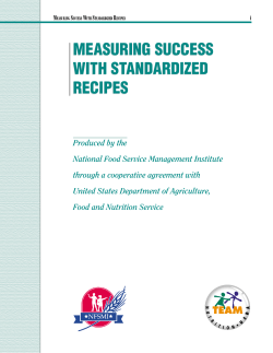 MEASURING SUCCESS WITH STANDARDIZED RECIPES