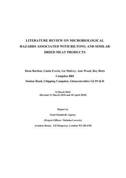 LITERATURE REVIEW ON MICROBIOLOGICAL HAZARDS ASSOCIATED WITH BILTONG AND SIMILAR
