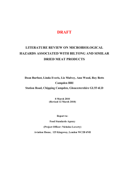 DRAFT LITERATURE REVIEW ON MICROBIOLOGICAL HAZARDS ASSOCIATED WITH BILTONG AND SIMILAR