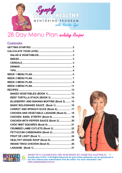 28 Day Menu Plan including Recipes Contents