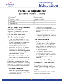 Formula adjustment (standard 20 cal/oz formula)