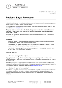 Recipes: Legal Protection