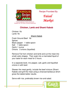 Chicken, Lamb and Shami Kabob Recipe Provided By: