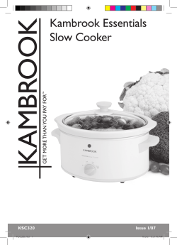 Kambrook Essentials Slow Cooker KSC320 Issue 1/07