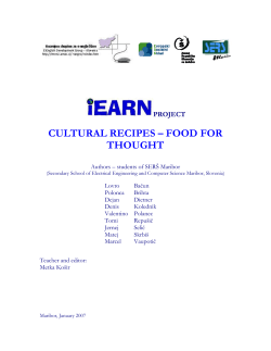CULTURAL RECIPES – FOOD FOR THOUGHT  PROJECT