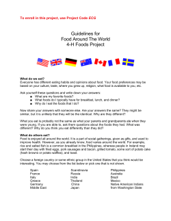 Guidelines for Food Around The World 4-H Foods Project