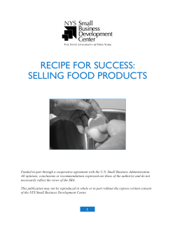 RECIPE FOR SUCCESS: SELLING FOOD PRODUCTS