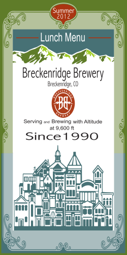 Breckenridge Brewery Lunch Menu Since1990 Summer