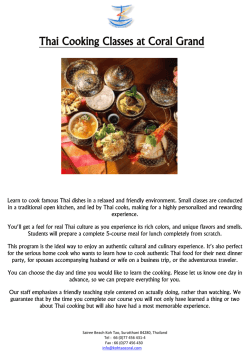 Thai Cooking Classes at Coral Grand