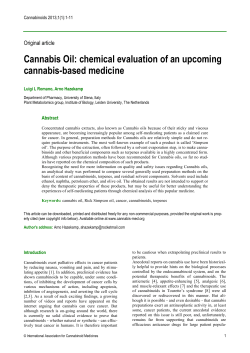 Cannabis Oil: chemical evaluation of an upcoming cannabis-based medicine Original article Cannabinoids 2013;1(1):1-11