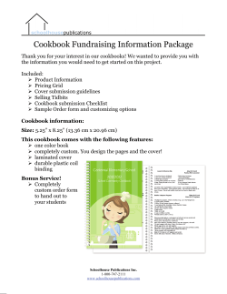 Cookbook Fundraising Information Package