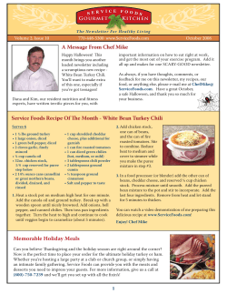 A Message From Chef Mike Volume 2, Issue 10 770-448-5300  www.ServiceFoods.com
