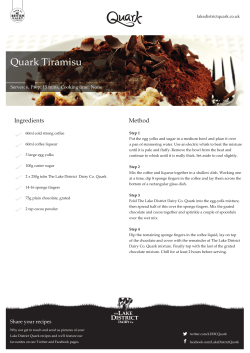 Quark Tiramisu Ingredients Method Serves: 6, Prep: 15 mins, Cooking time: None