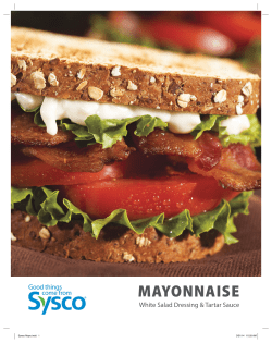 MAYONNAISE White Salad Dressing &amp; Tartar Sauce Sysco Mayo.indd   1