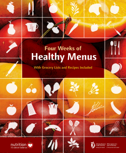 Healthy Menus Four Weeks of  With Grocery Lists and Recipes Included