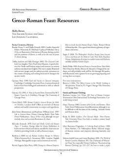 Greco-Roman Feast: Resources Shelby Brown The Archer School for Girls Los Angeles, California