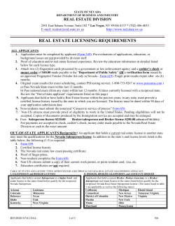 REAL ESTATE LICENSING REQUIREMENTS REAL ESTATE DIVISION