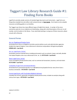 Taggart Law Library Research Guide #1: Finding Form Books
