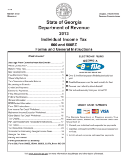 State of Georgia Department of Revenue 2013 Individual Income Tax